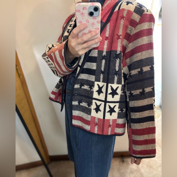 Vintage Bedford Fair Americana Flag Tapestry Blazer - Picture 10 of 10